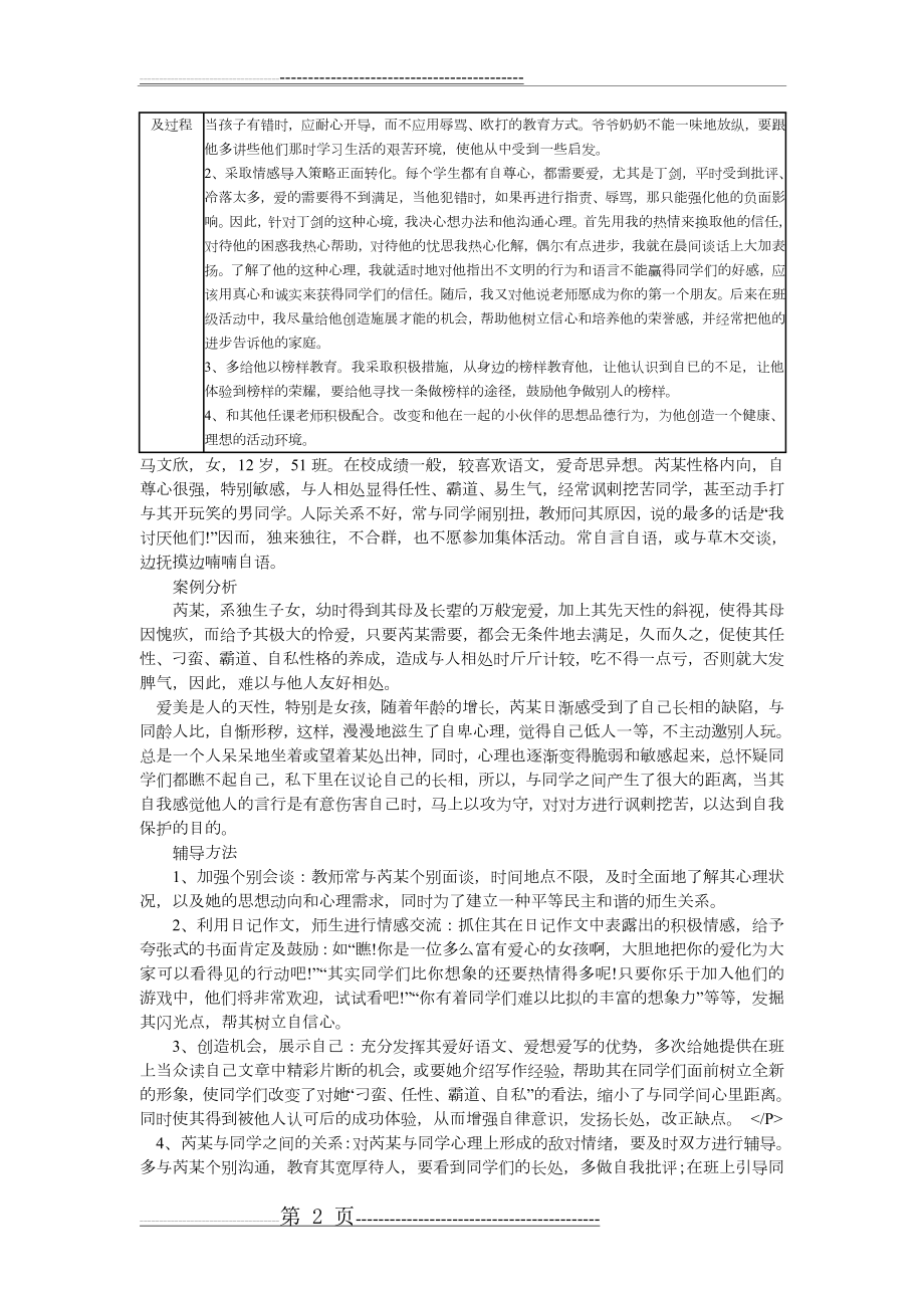 学生心理健康教育个案辅导记录文稿表(8页).doc_第2页