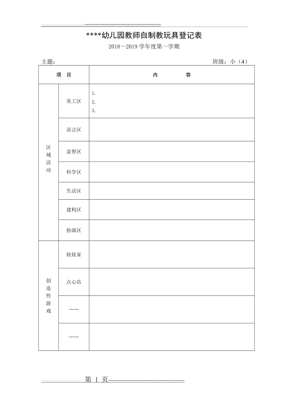 幼儿园 自制教玩具登记表(5页).doc_第1页