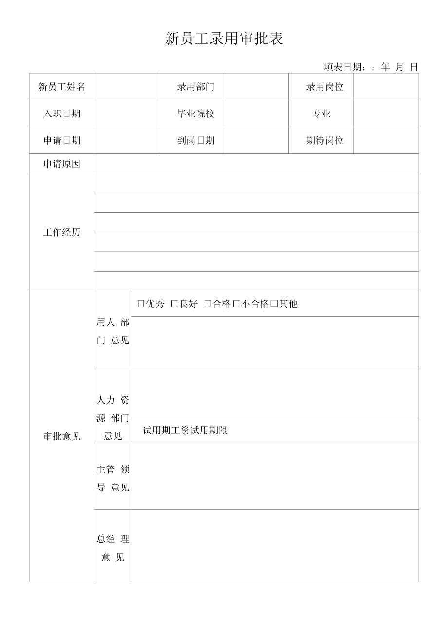 新员工录用审批表模板.docx_第1页