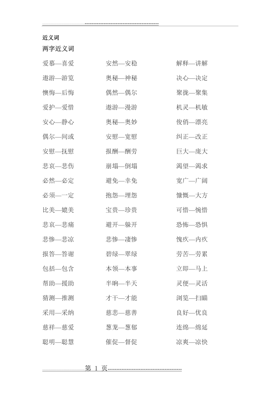 小学1-6年级近义词反义词大全(14页).doc_第1页