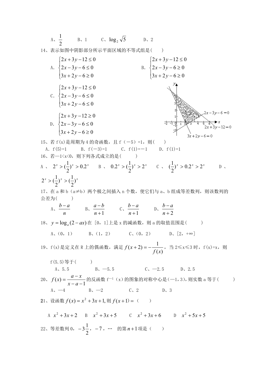 高中新课标数学必修1-5选择题100题.doc_第2页