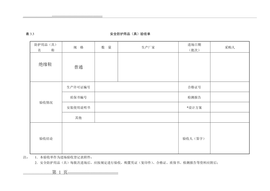 安全防护用品(具)验收单(9页).doc_第1页