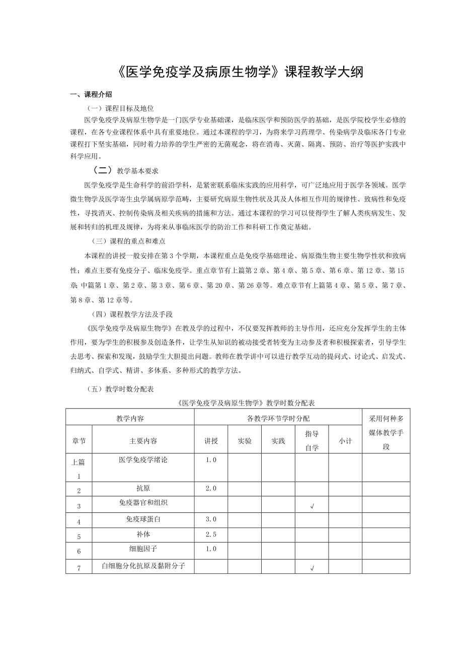 医学免疫学与病原生物学教学大纲.doc_第1页