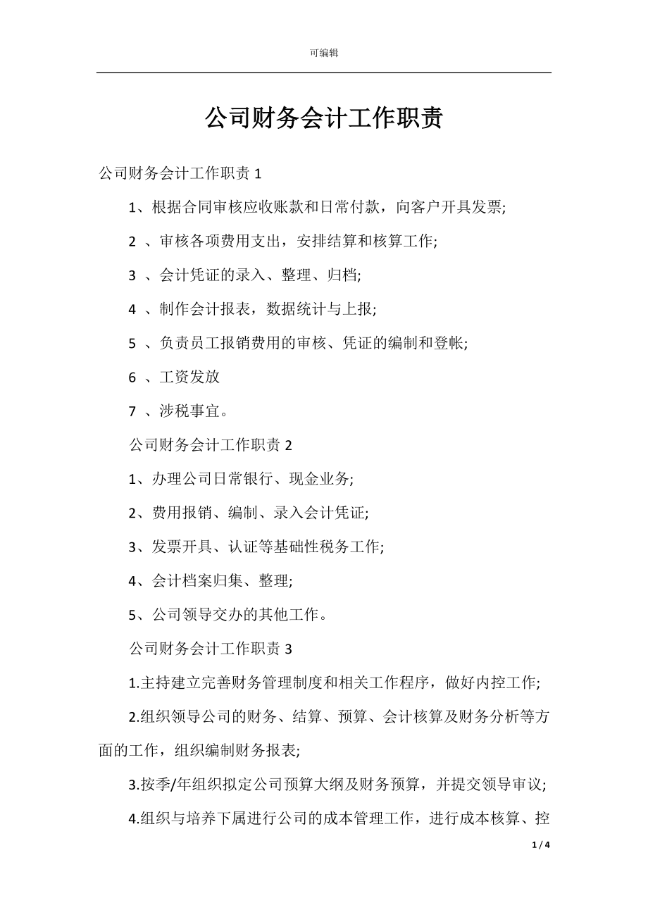 公司财务会计工作职责.docx_第1页