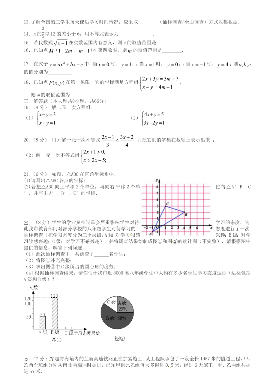 湖南省长沙市七年级数学下学期期中试题.doc_第2页