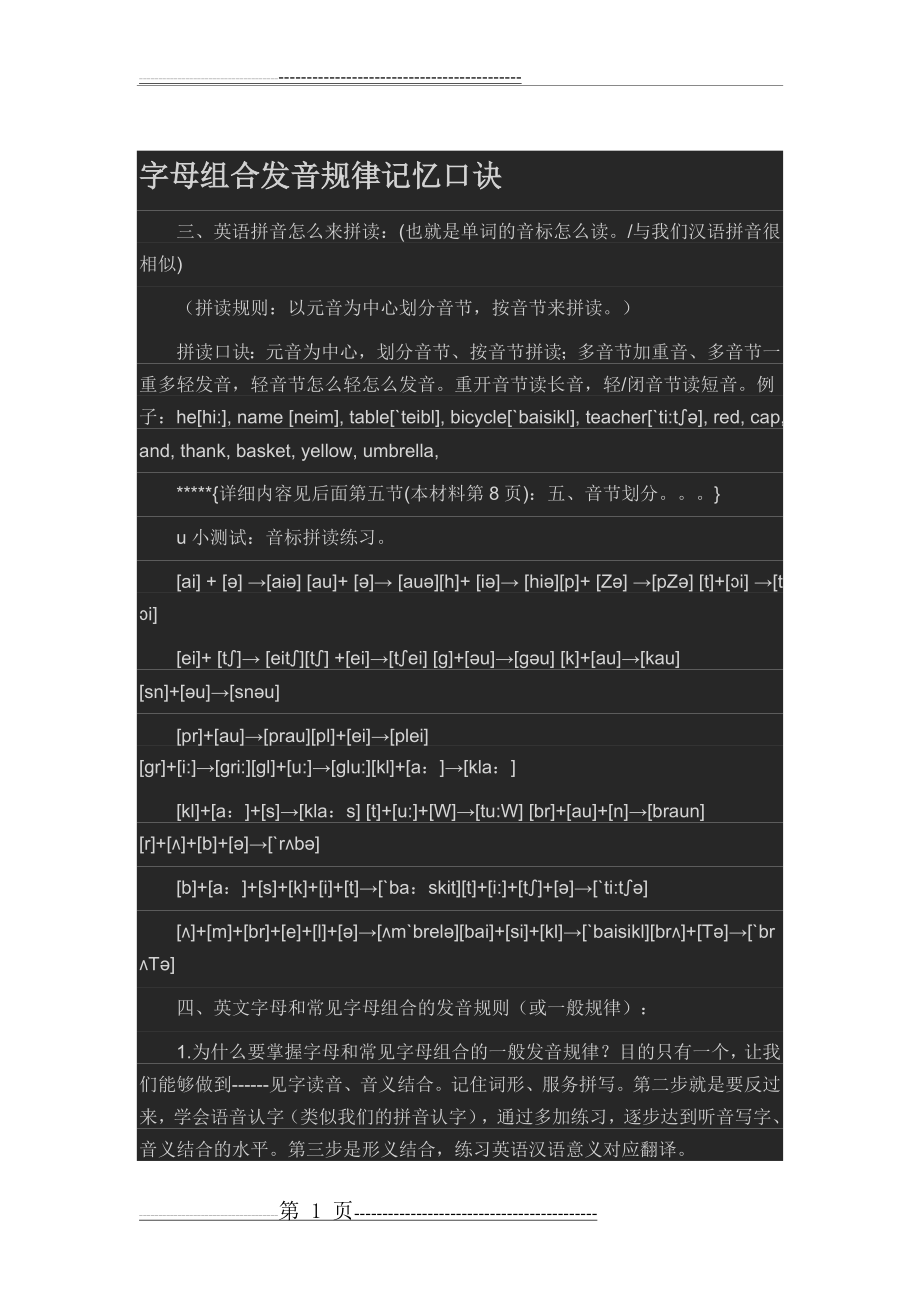 字母组合发音规律记忆口诀35875(16页).doc_第1页