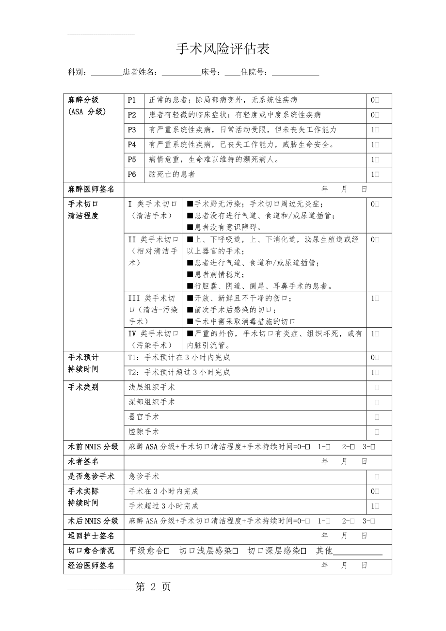 医院手术风险评估表(新修订)(3页).doc_第2页