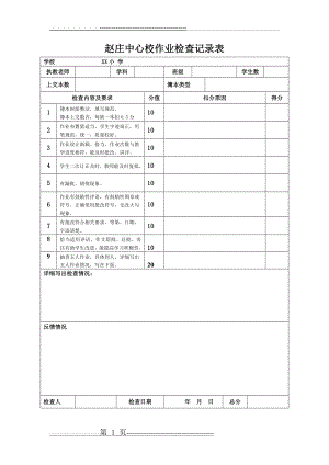 小学作业检查情况记录表(1页).doc