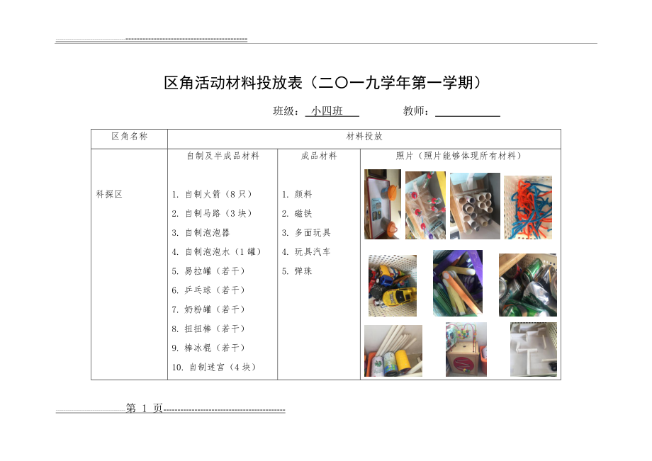 小班区角活动材料投放表(10页).doc_第1页