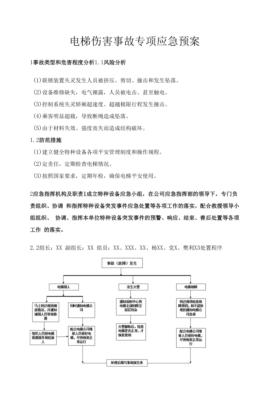 电梯伤害事故专项应急预案（参考）.docx_第1页