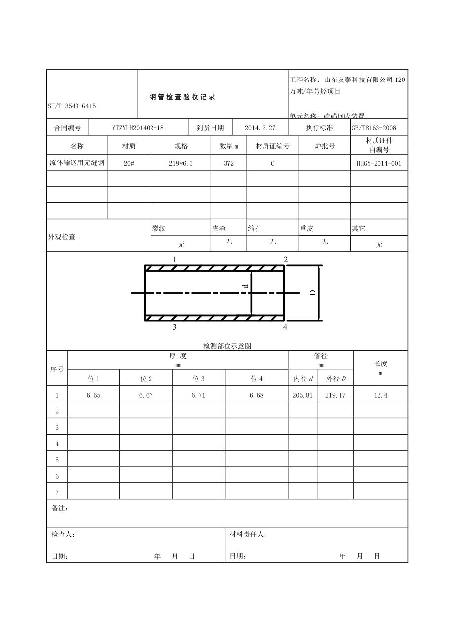 SHG钢管检查验收记录.doc_第1页