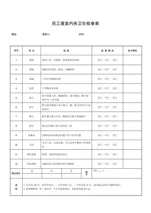 员工寝室内务卫生检查表.doc