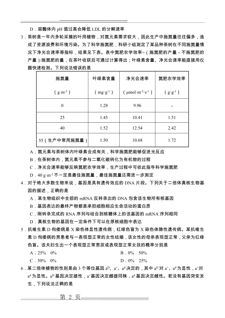 山东省2020年夏季普通高中学业水平等级考试(模拟卷)(带答案)(11页).doc_第2页