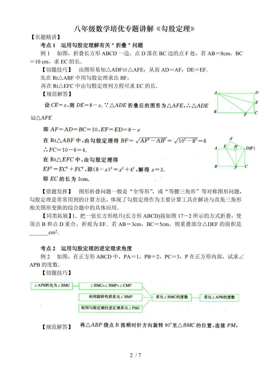 八年级数学培优专题讲解勾股定理.doc_第2页