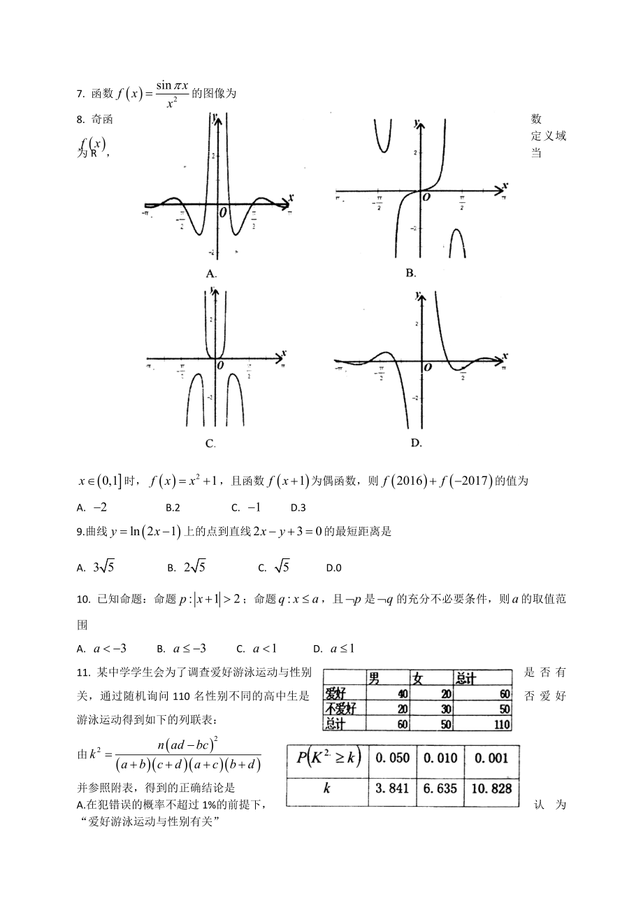 山东省实验中学2018届高三上学期第二次诊断考试数学理试题Word版含答案.doc_第2页