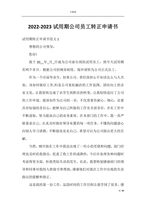 2022-2023试用期公司员工转正申请书.docx