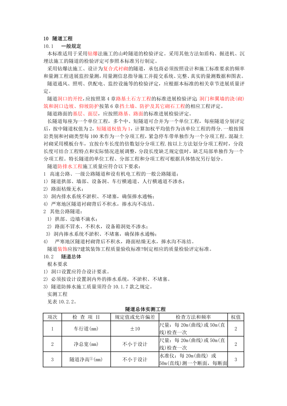 公路工程质量检验评定标准(JTGF801-2004)-------隧道部分.doc_第1页