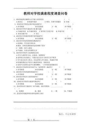 教师对学校满意度调查问卷(1页).doc