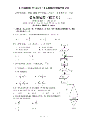 北京市朝阳区2013届高三上学期期末考试数学理试题.doc