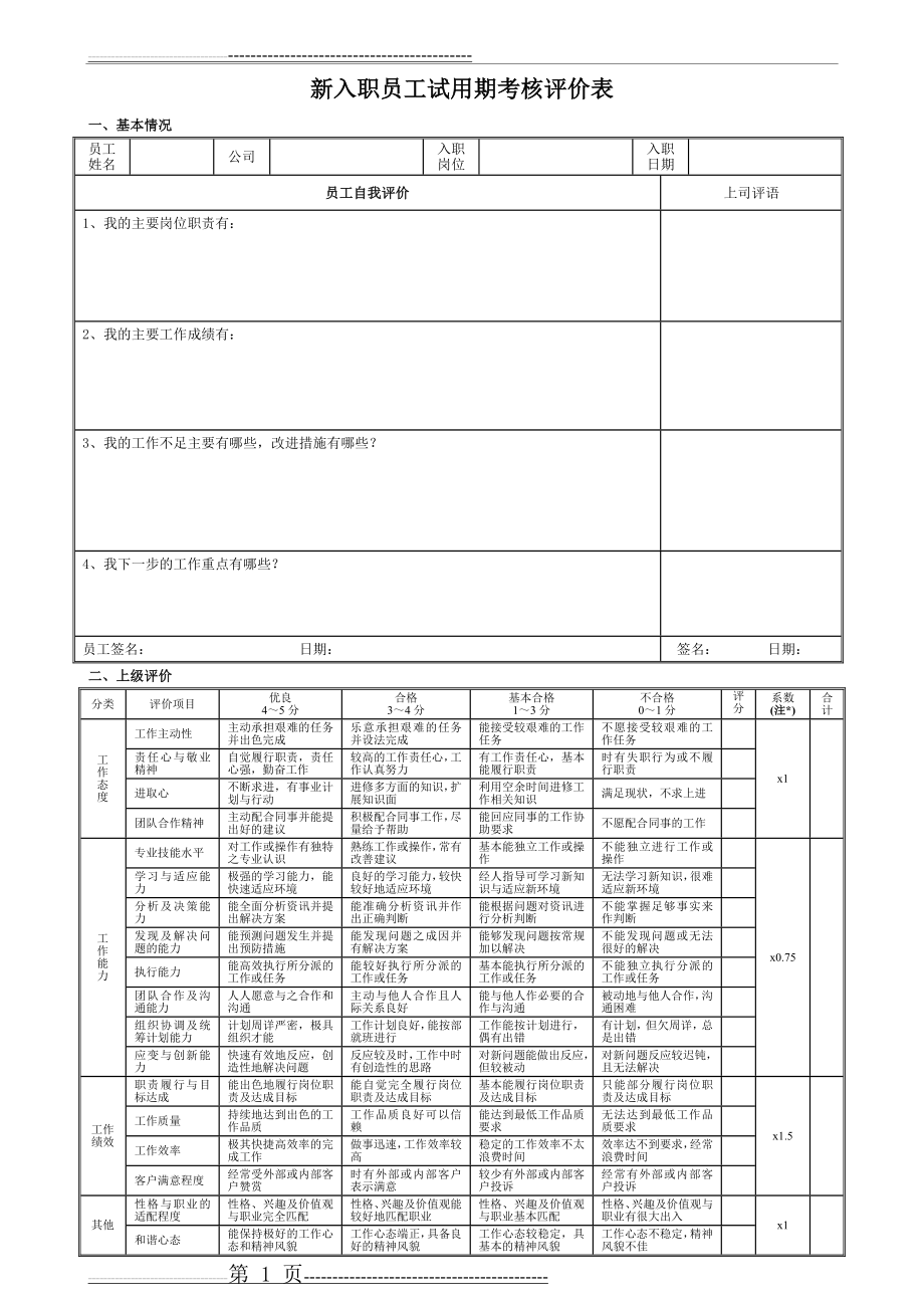 新员工入职试用考核评价表(2页).doc_第1页