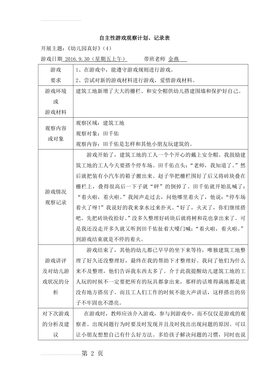 小班上学期自主性游戏观察记录(59页).doc_第2页