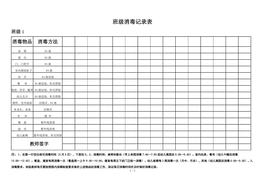 班级消毒记录.doc_第1页