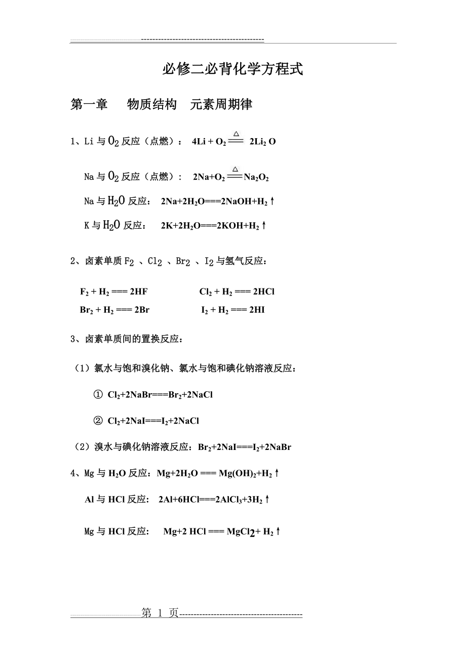 必修二必背化学方程式(7页).doc_第1页