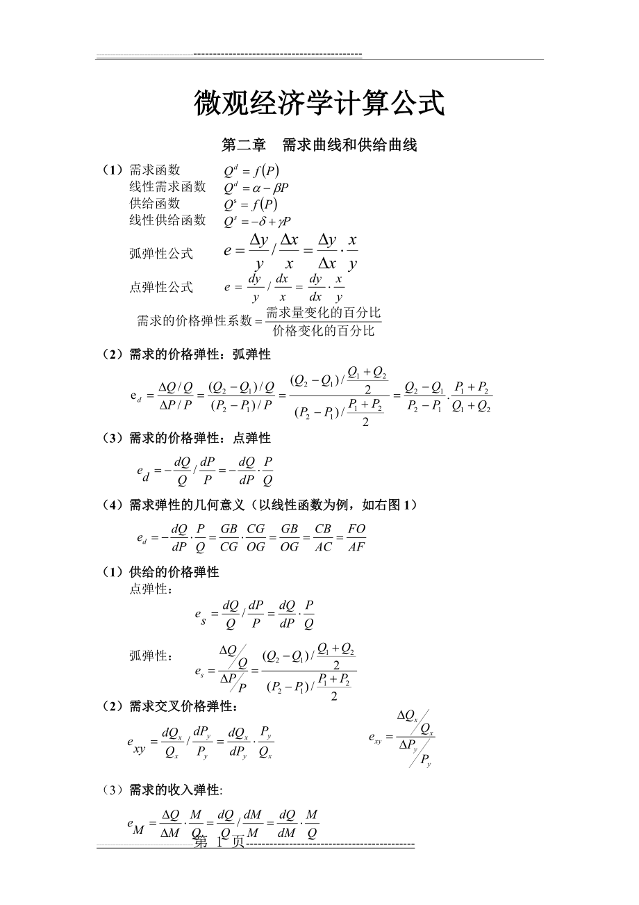 微观经济学计算公式(最全)17304(12页).doc_第1页