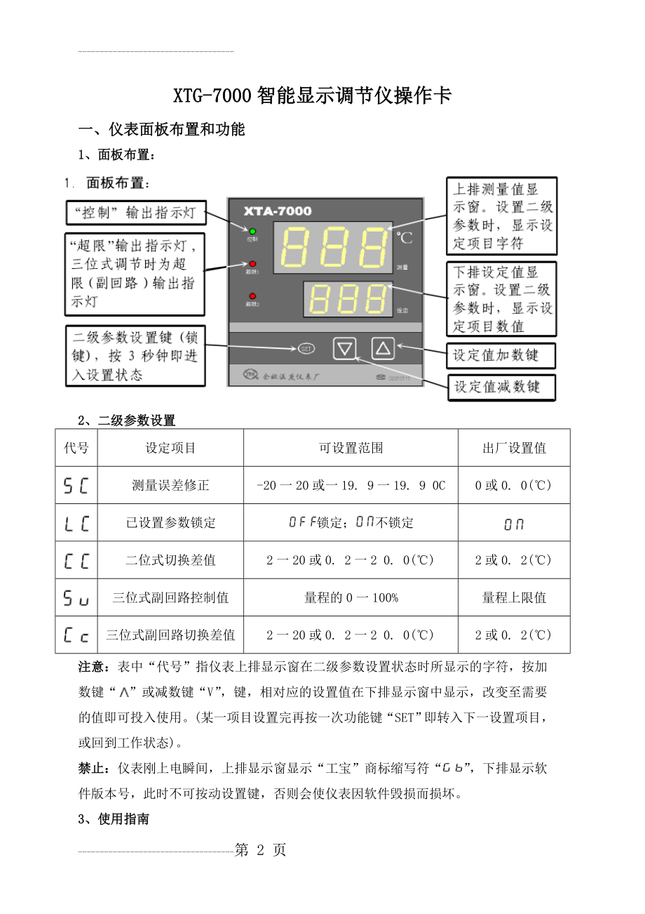 XTG-7000智能仪表操作卡(4页).doc_第2页