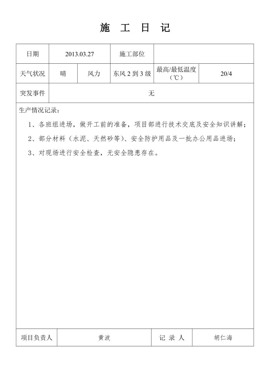 室内装饰工程施工日志DOC.doc_第1页