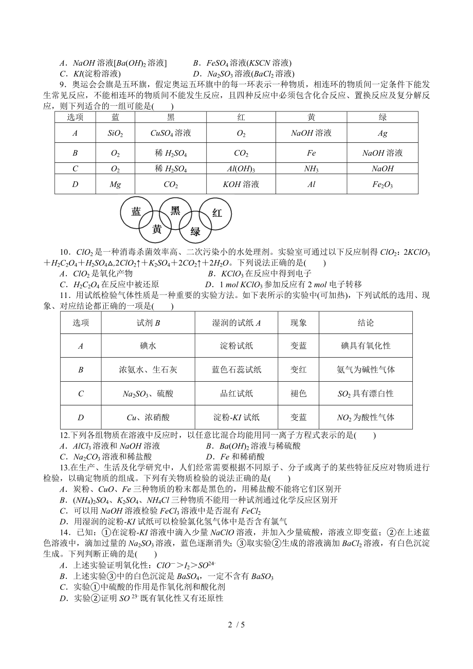 人教版化学必修一期末测试卷.doc_第2页