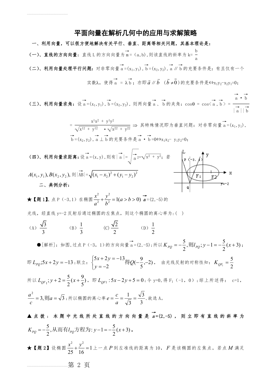 平面向量在解析几何的应用策略(9页).doc_第2页