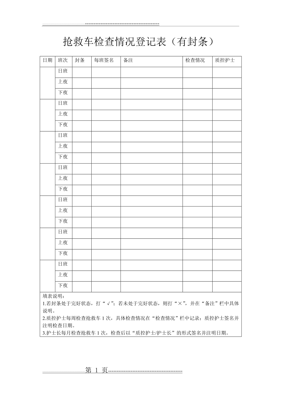 抢救车检查情况登记表(1页).doc_第1页