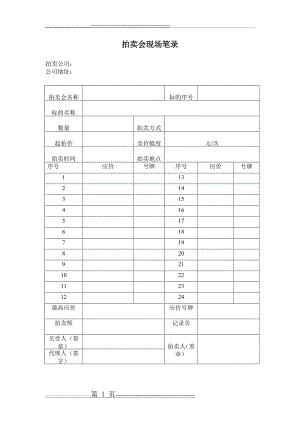 拍卖会现场笔录(1页).doc