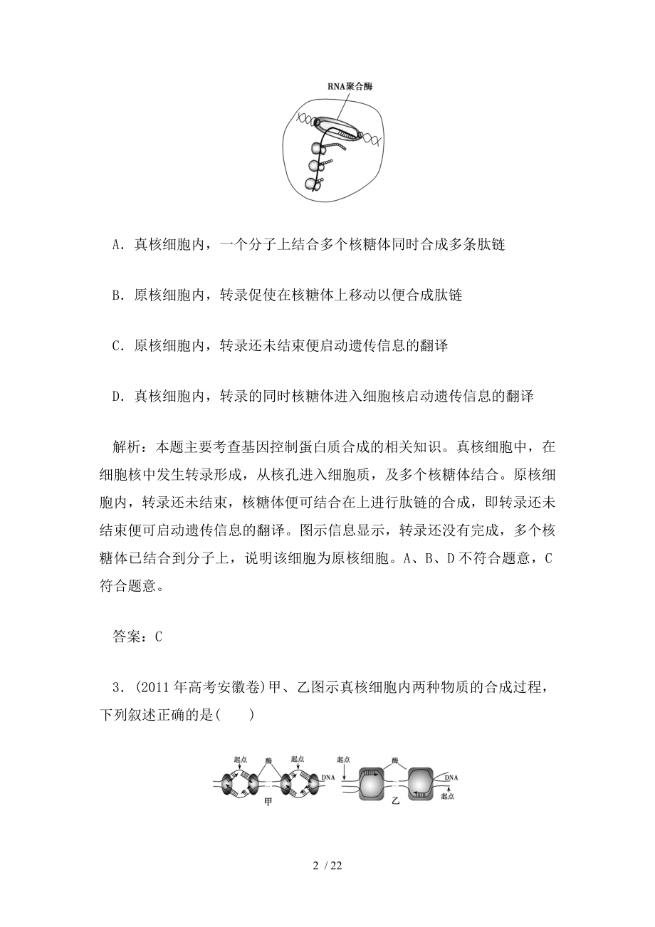 高三一轮复习必修二第四章基因的表达经典习题.doc_第2页