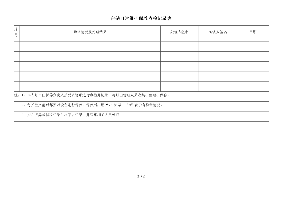 台钻日常维护保养点检记录表.doc_第2页