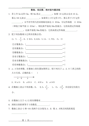 数轴、相反数、绝对值专题练习(含答案)(6页).doc