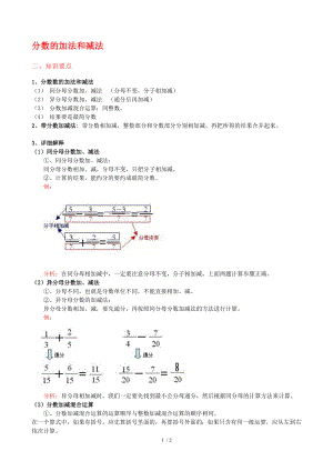 五年级下册数学分数的加法和减法知识点整理.doc