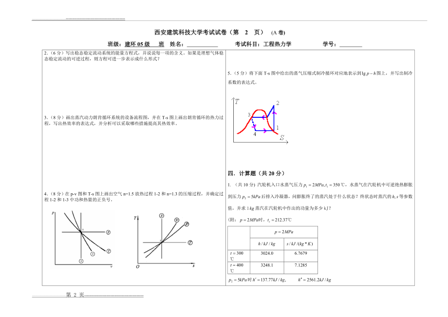 建环2005级工程热力学试题(A卷)(5页).doc_第2页