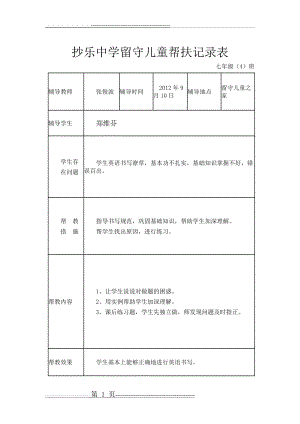 抄乐中学留守儿童帮扶记录表(6页).doc