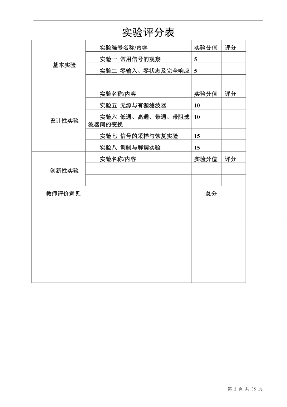 信号与系统实验报告(一) 大二下.doc_第2页