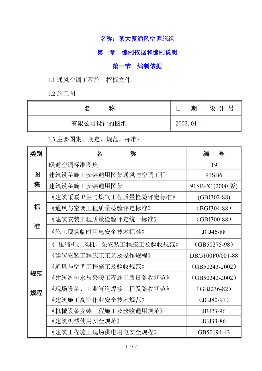 大厦通风空调施工组织设计.doc_第1页