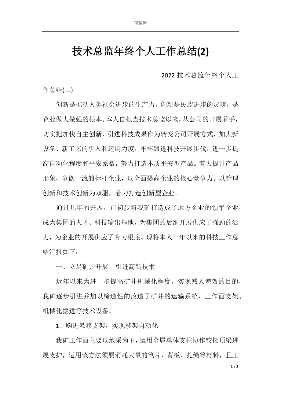 技术总监年终个人工作总结(2).docx_第1页