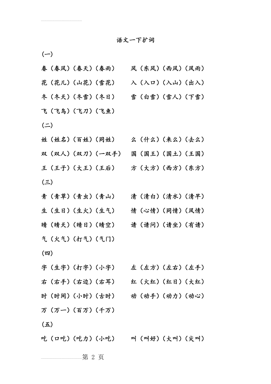 小学一年级语文下册扩词(8页).doc_第2页