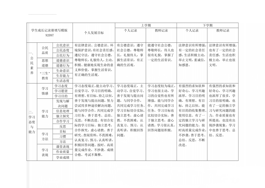 学生成长记录册填写模版92097(12页).doc_第1页