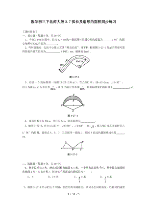 数学初三下北师大版37弧长及扇形的面积同步练习.doc