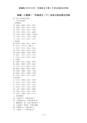 部编版小学一年级语文下册单元知识点归纳.doc
