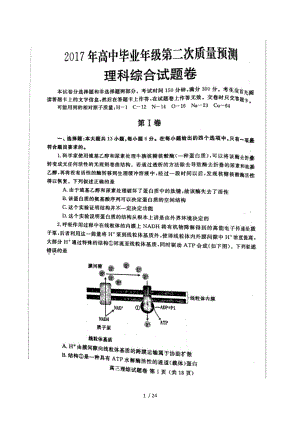 河南省郑州市2017年高中毕业年级第二次质量预测理科综合试卷.docx