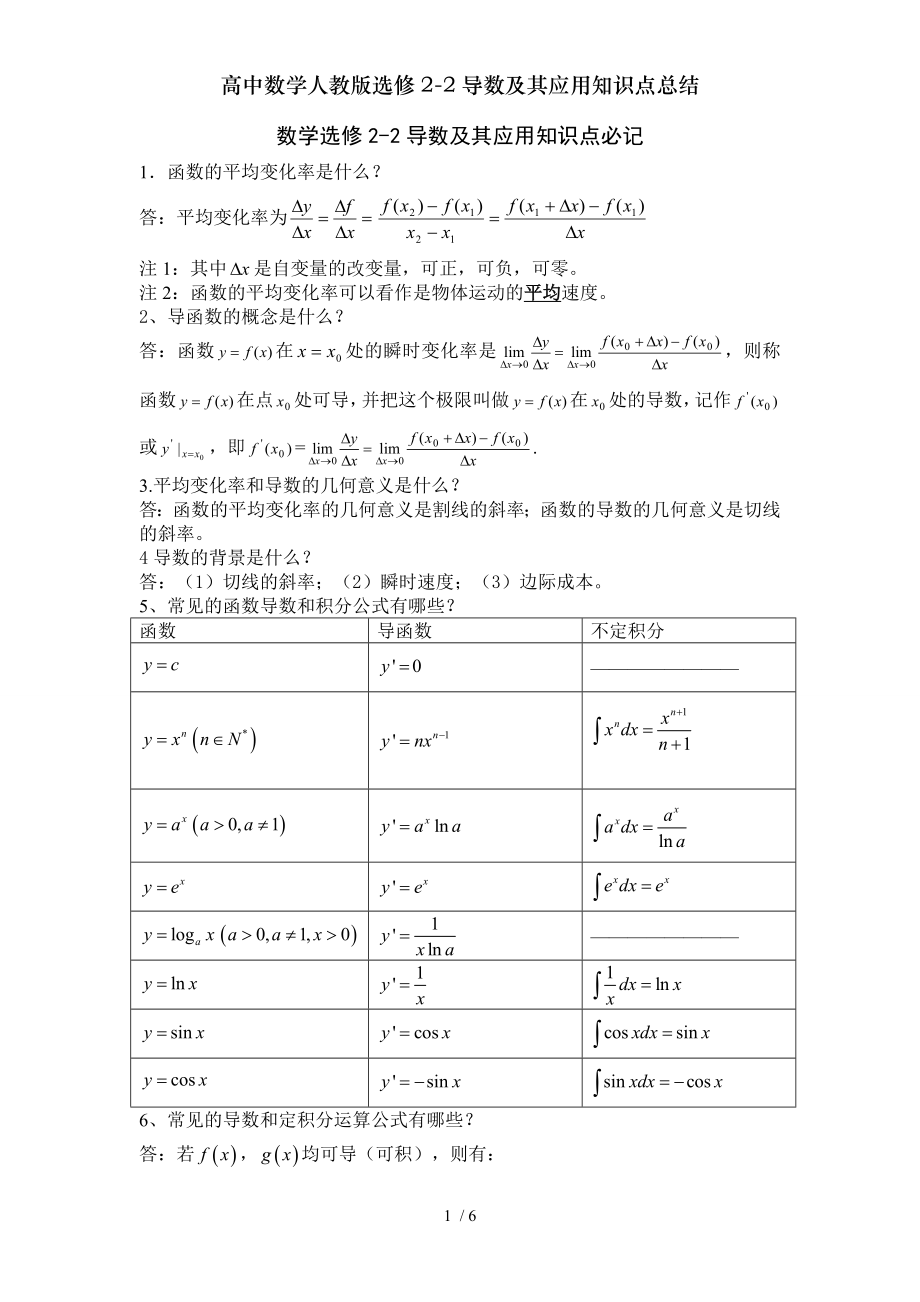 高中数学人教版选修22导数及其应用知识点总结.doc_第1页