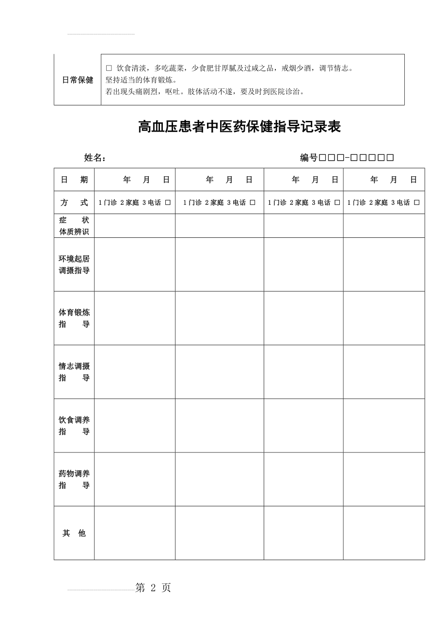 居民慢性病中医药预防保健服务指导表(12页).doc_第2页